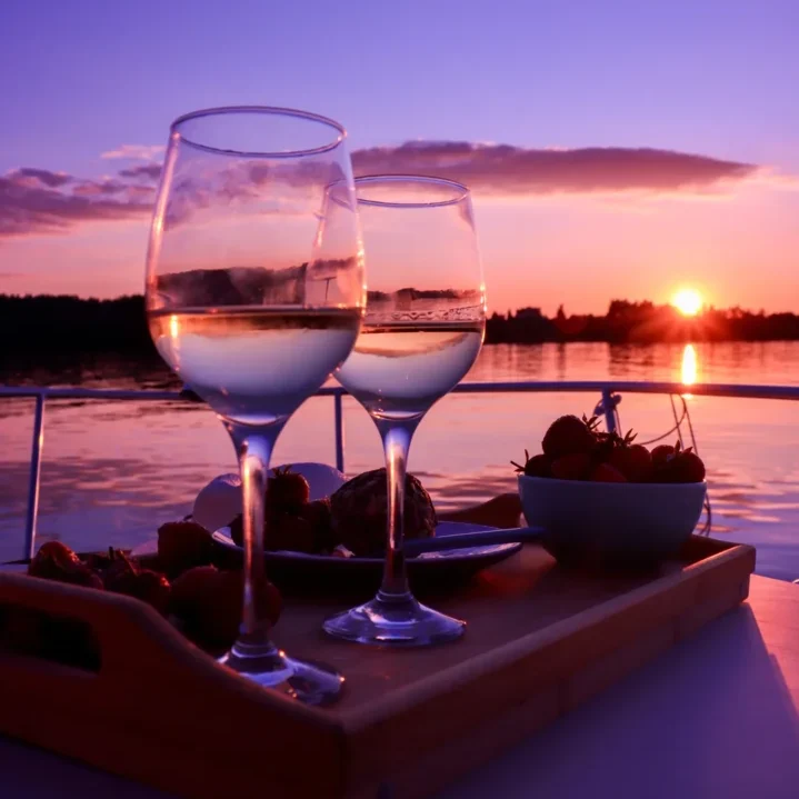 Romantic dinner on a boat